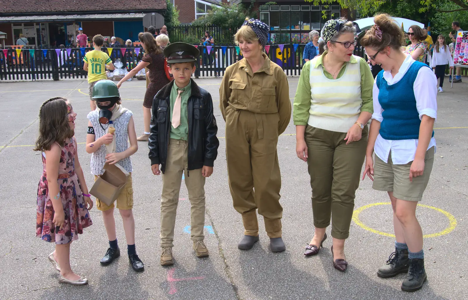 Fancy-dress contestants line up, from St. Peter and St. Paul's School Summer Fete, Eye, Suffolk - 12th July 2014