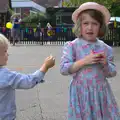 Harry - Baby Gabey - tries to give Amelia a sweet, St. Peter and St. Paul's School Summer Fete, Eye, Suffolk - 12th July 2014