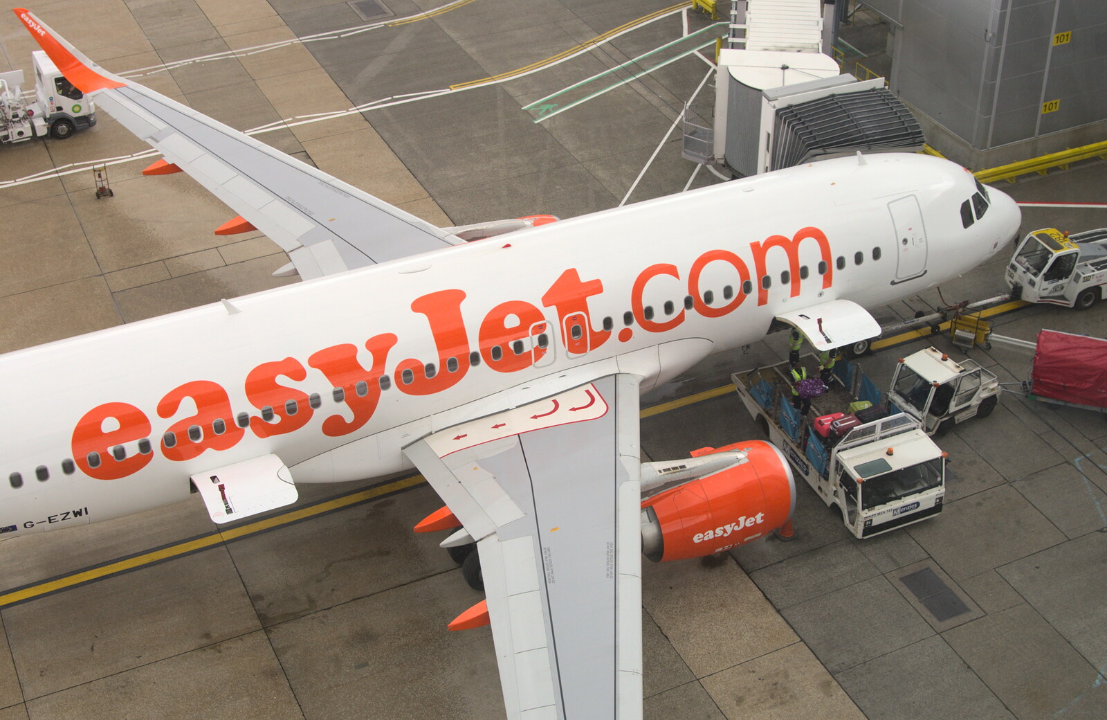 Aerial view of an easyJet 737 from The Open Education Challenge, Barcelona, Catalonia - 13th July 2014