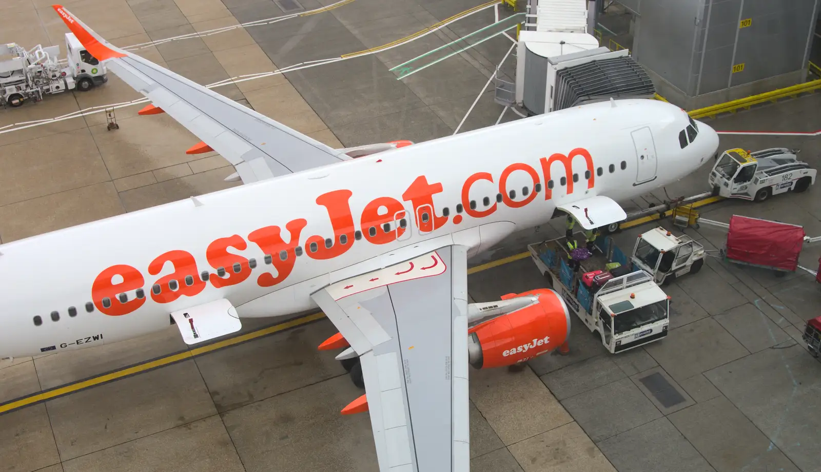 Aerial view of an easyJet 737, from The Open Education Challenge, Barcelona, Catalonia - 13th July 2014