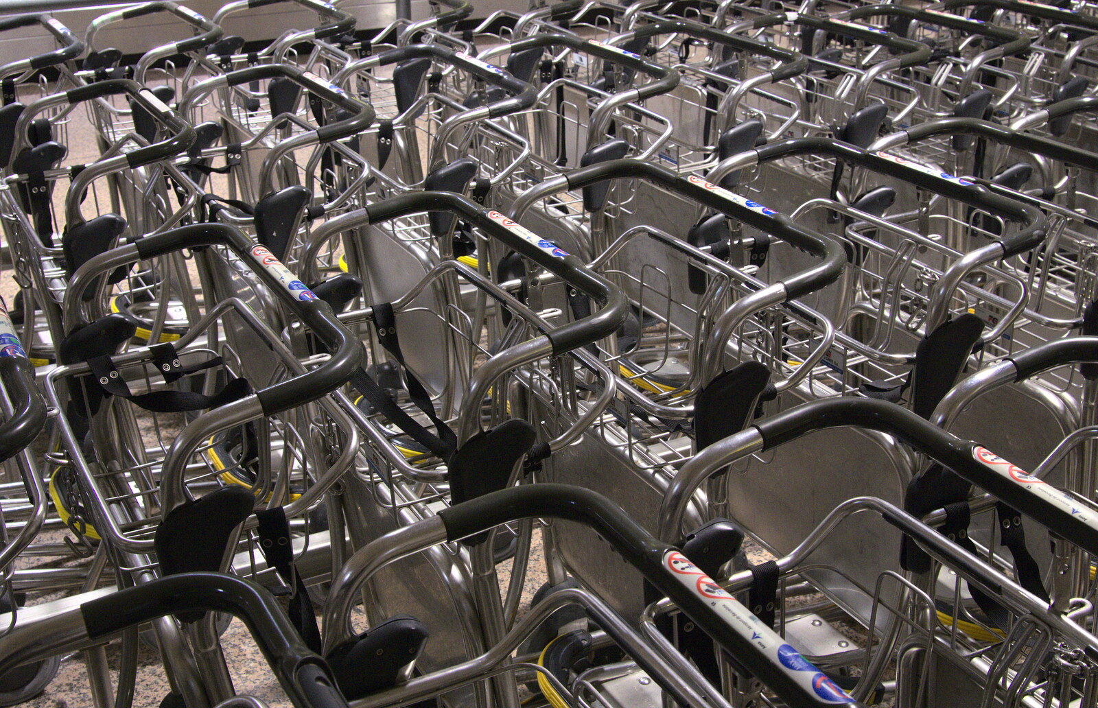 Hundreds of trolleys at the real Barcelona Airport from The Open Education Challenge, Barcelona, Catalonia - 13th July 2014