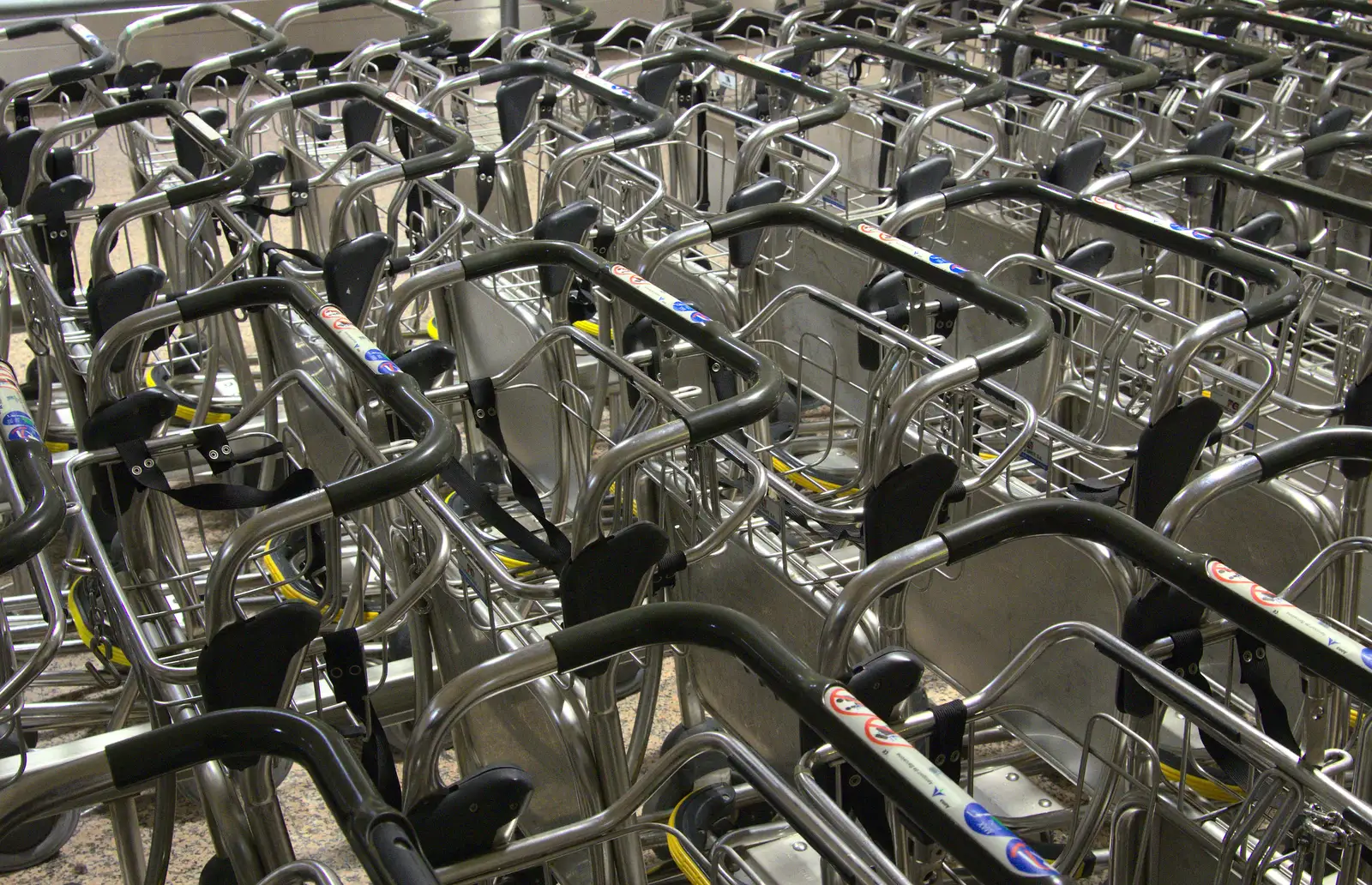 Hundreds of trolleys at the real Barcelona Airport, from The Open Education Challenge, Barcelona, Catalonia - 13th July 2014