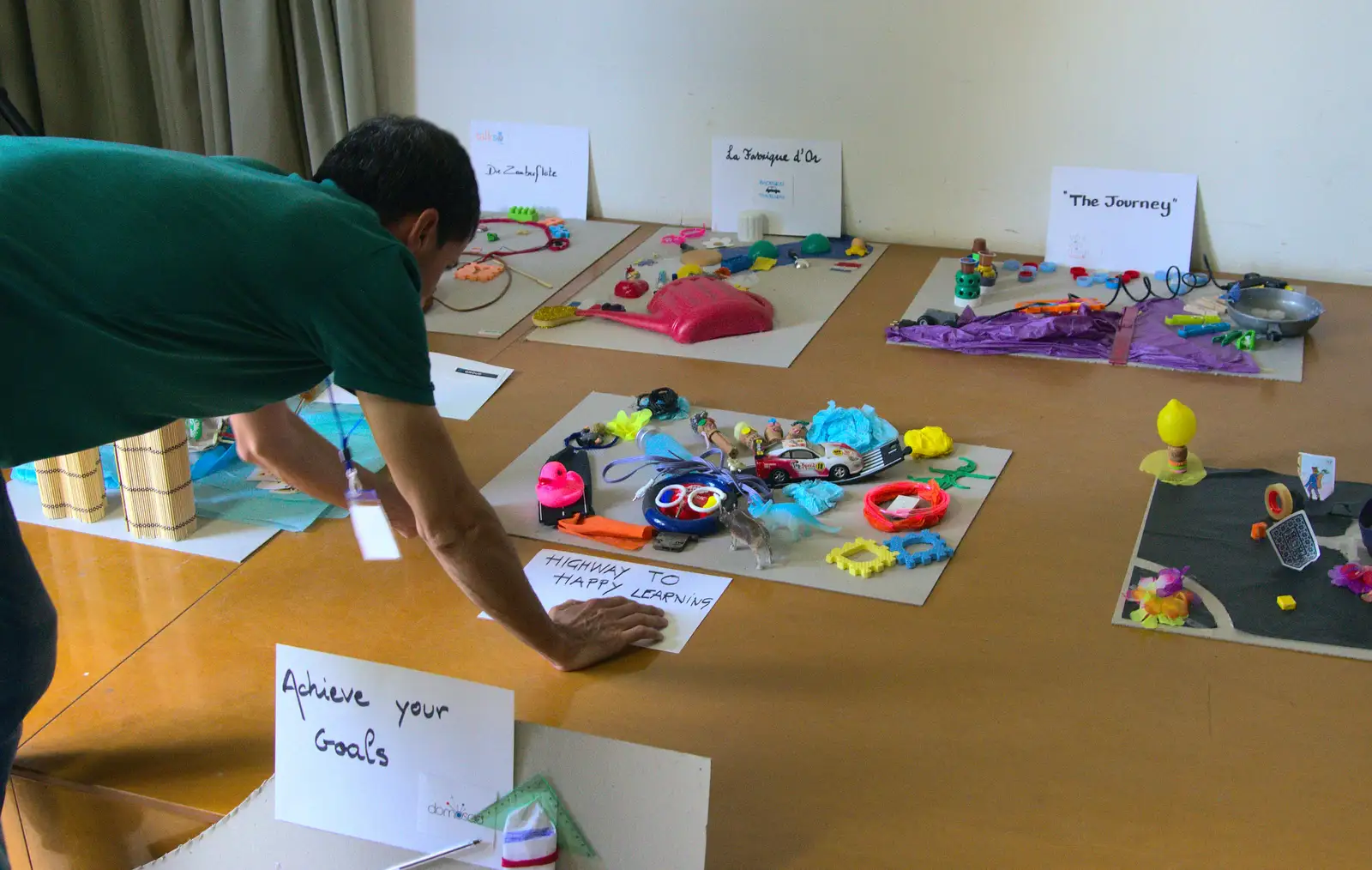 Pictures are laid out on the stage, from The Open Education Challenge, Barcelona, Catalonia - 13th July 2014