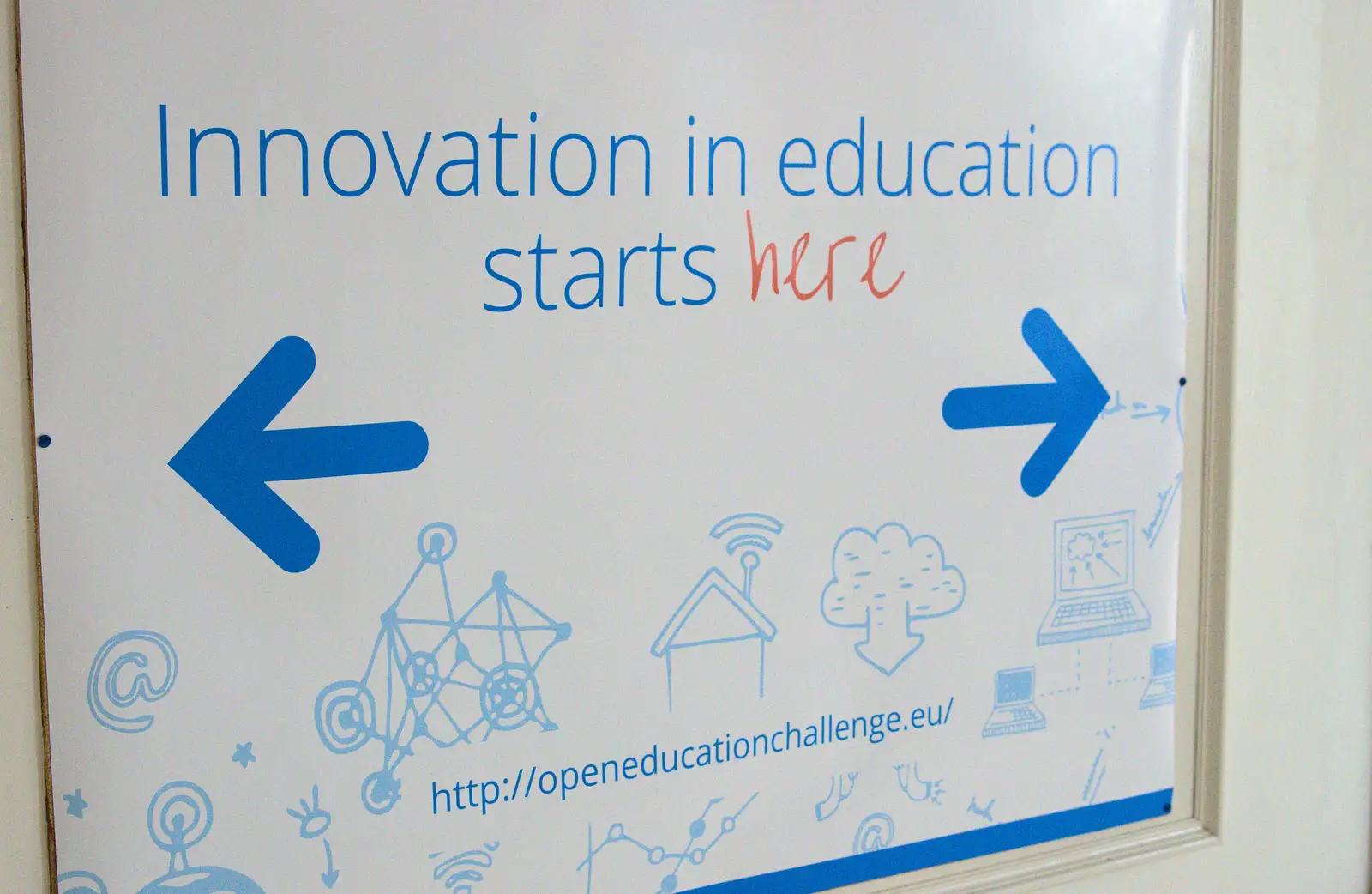 OEC signpost, from The Open Education Challenge, Barcelona, Catalonia - 13th July 2014