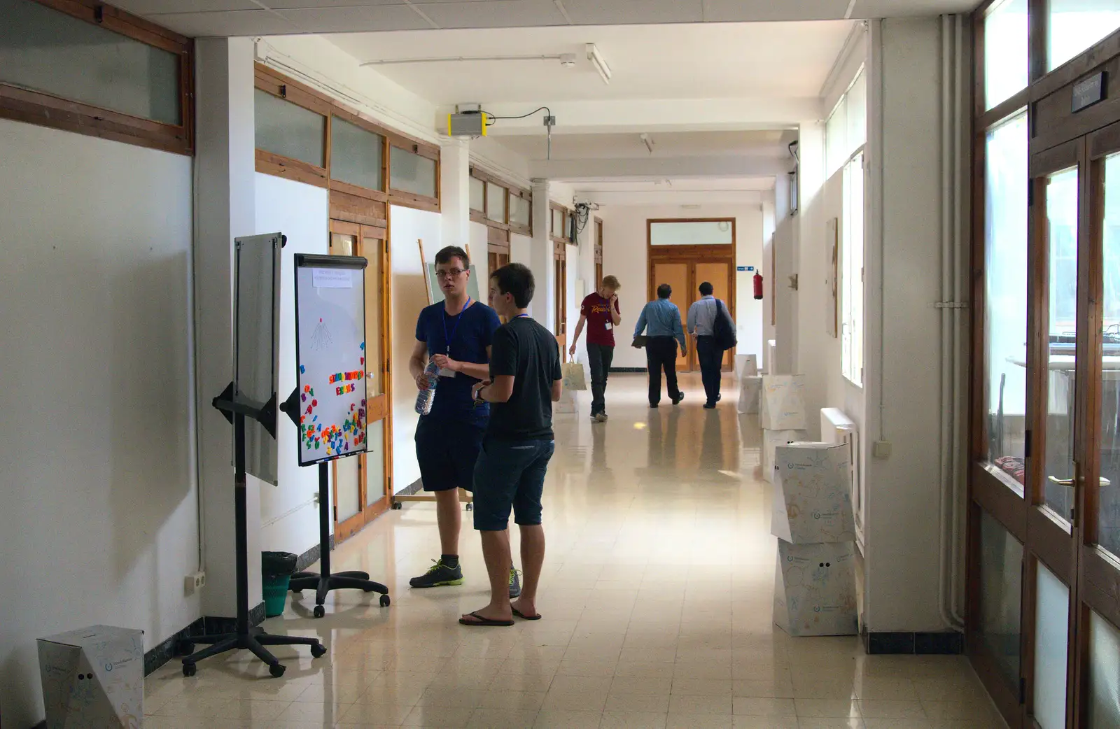 People mill around the corridors, from The Open Education Challenge, Barcelona, Catalonia - 13th July 2014