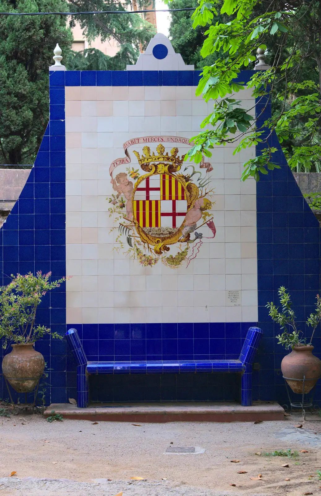 A tiled bench and mosaic, from The Open Education Challenge, Barcelona, Catalonia - 13th July 2014