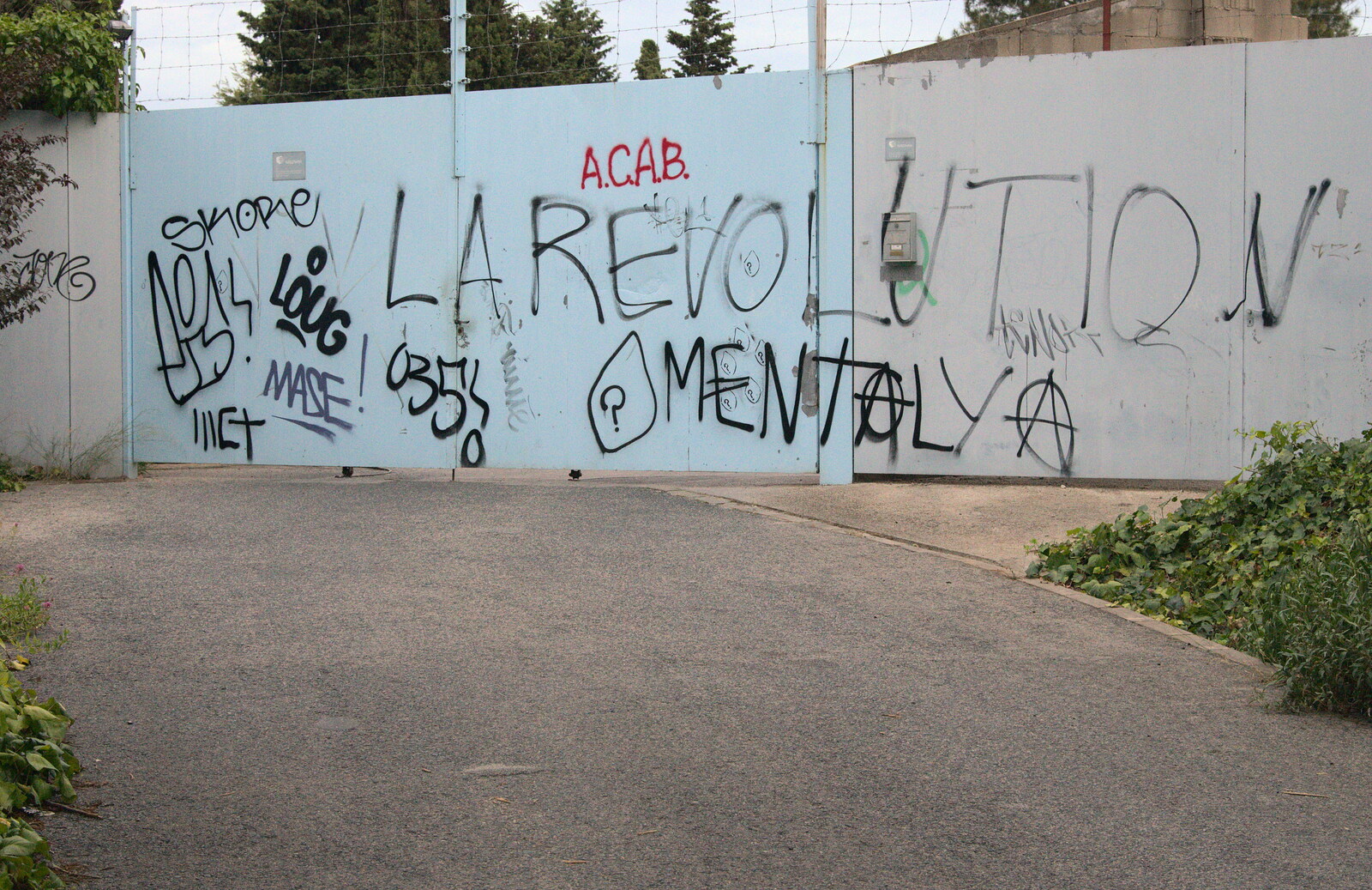 Some anarchist graffiti from The Open Education Challenge, Barcelona, Catalonia - 13th July 2014