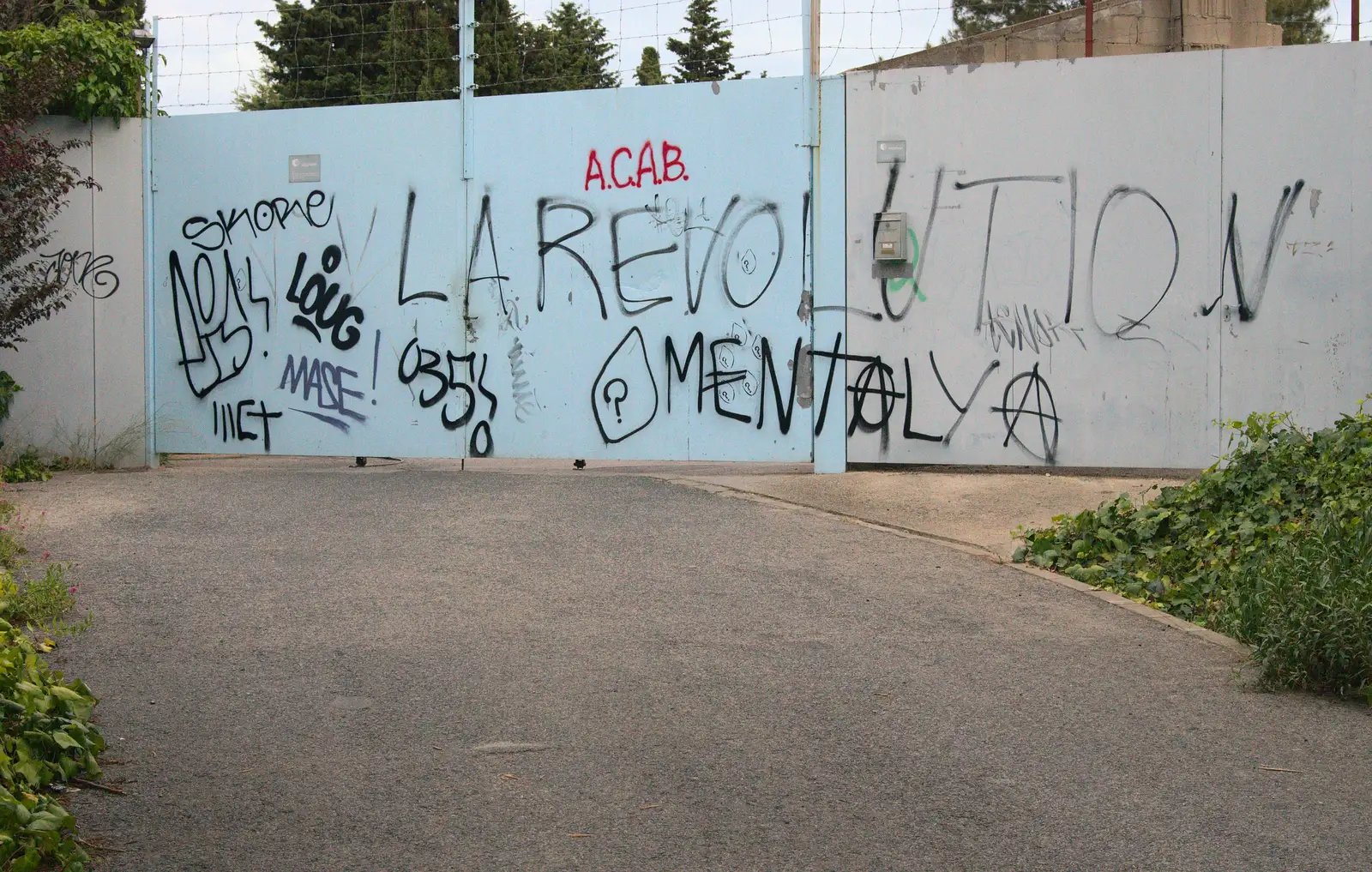 Some anarchist graffiti, from The Open Education Challenge, Barcelona, Catalonia - 13th July 2014