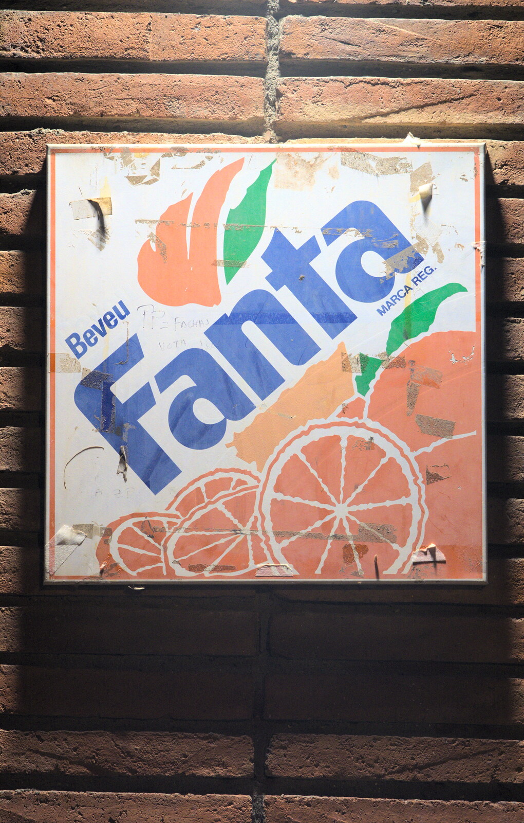 Crusty 'Fanta' café sign from The Open Education Challenge, Barcelona, Catalonia - 13th July 2014