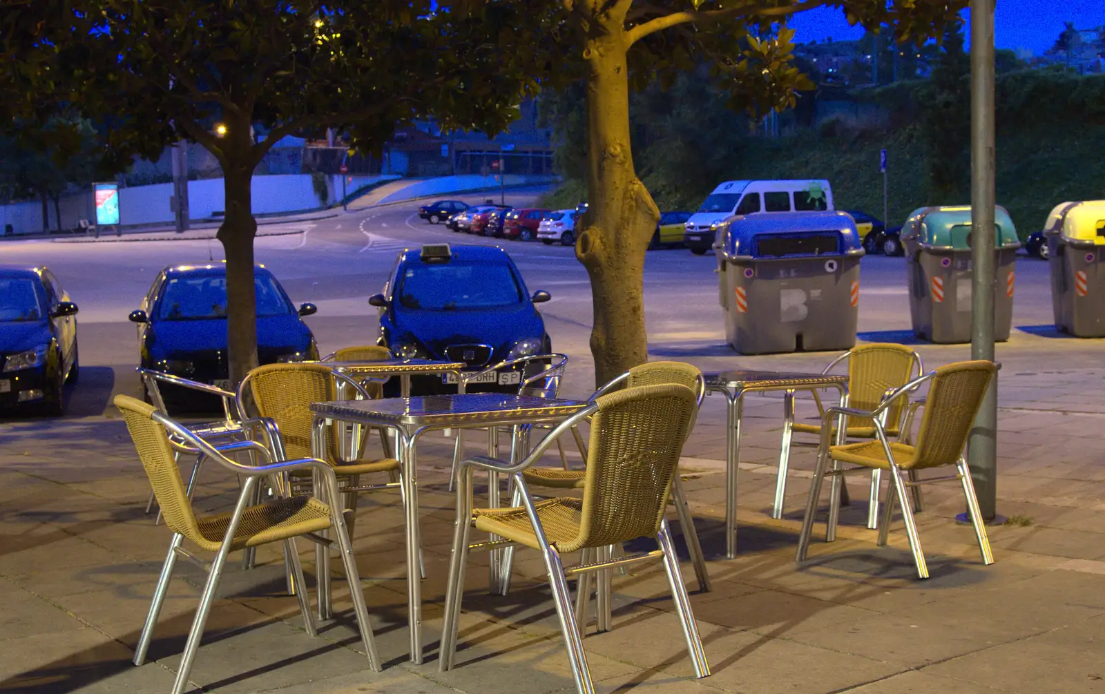 Café tables at night, from The Open Education Challenge, Barcelona, Catalonia - 13th July 2014