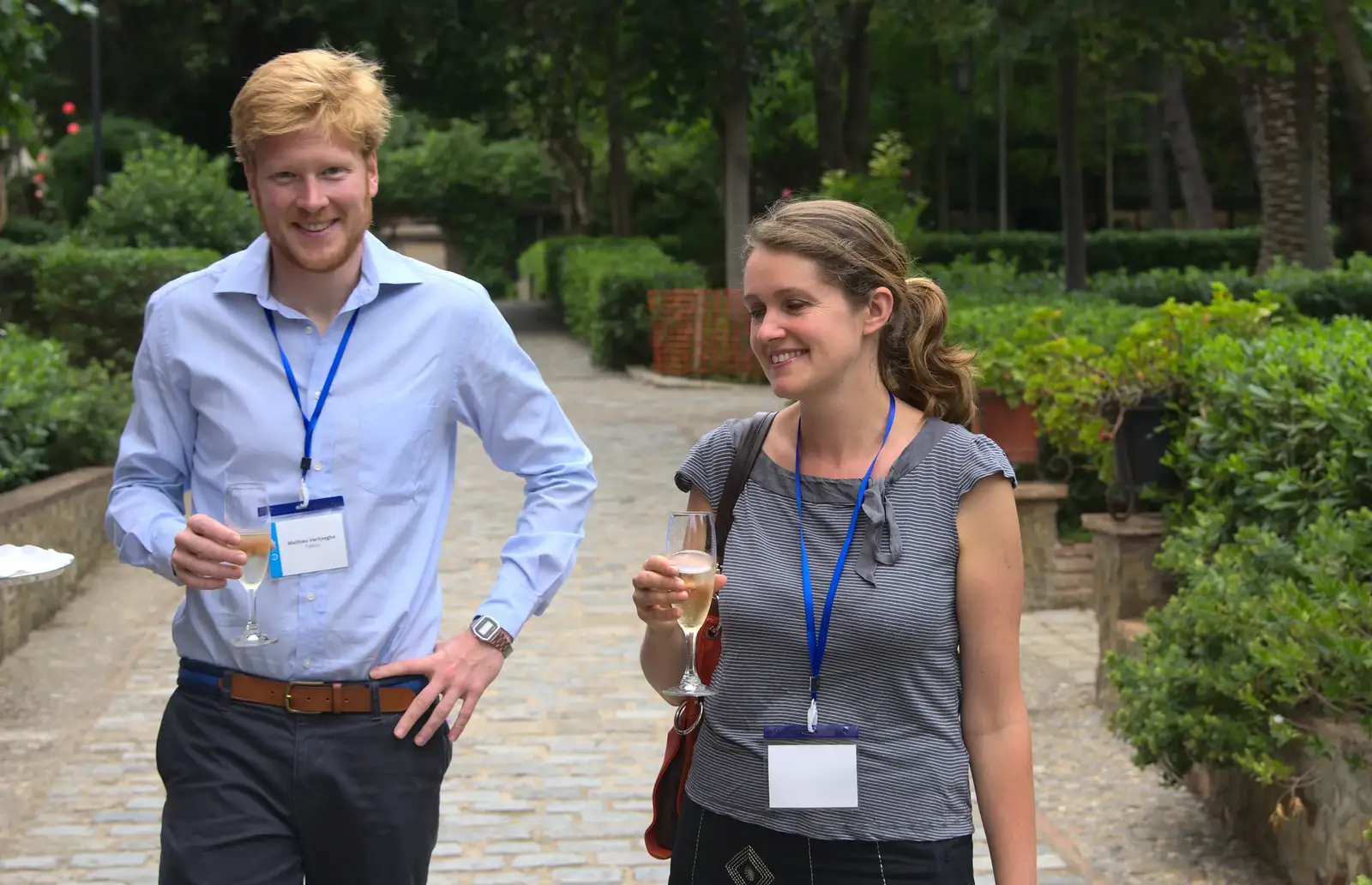 Isobel and a Challenge participant walk to dinner, from The Open Education Challenge, Barcelona, Catalonia - 13th July 2014