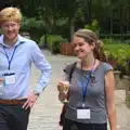 Isobel and a Challenge participant walk to dinner, The Open Education Challenge, Barcelona, Catalonia - 13th July 2014