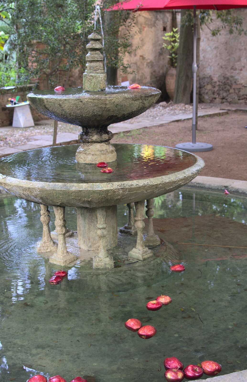 Apples float in a fountain from The Open Education Challenge, Barcelona, Catalonia - 13th July 2014
