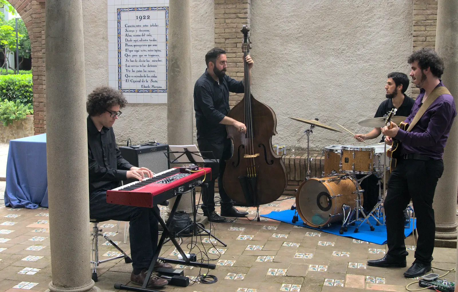 The funky jazz band do their thing, from The Open Education Challenge, Barcelona, Catalonia - 13th July 2014