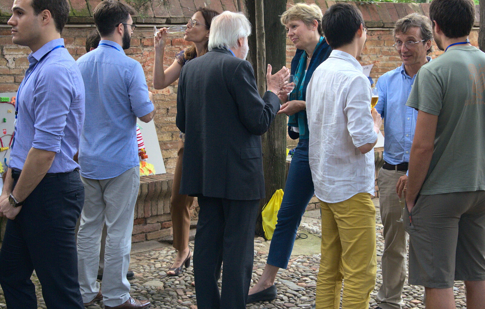 Lord Puttnam chats to someone from The Open Education Challenge, Barcelona, Catalonia - 13th July 2014