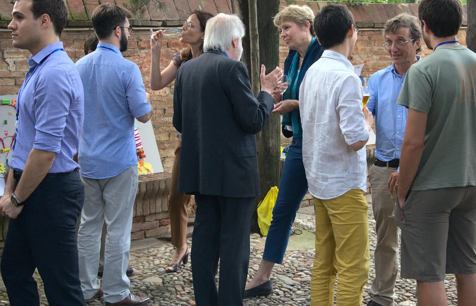 Lord Puttnam chats to someone, from The Open Education Challenge, Barcelona, Catalonia - 13th July 2014