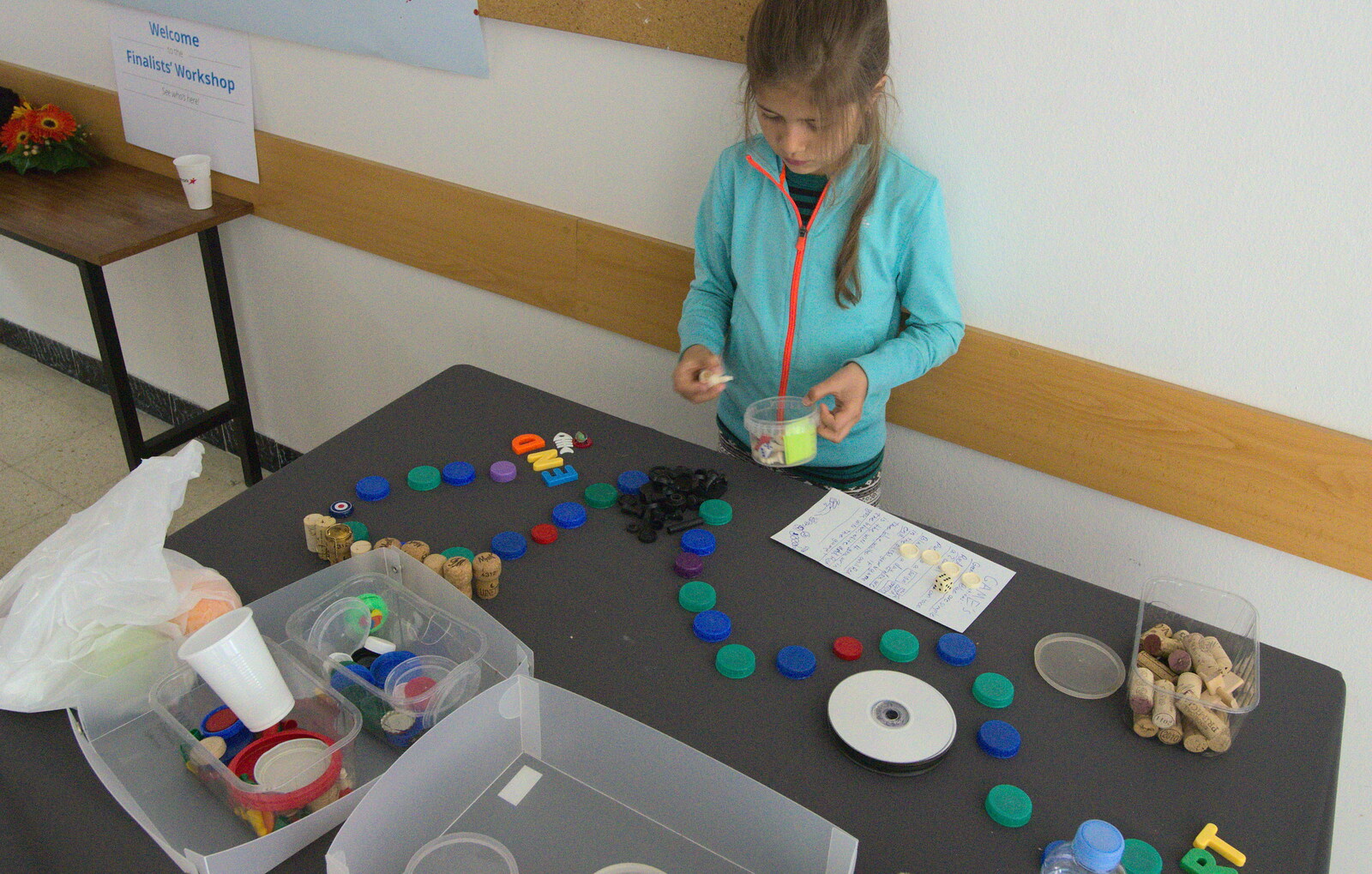 Luna makes up a game out of Isobel's 'things'  from The Open Education Challenge, Barcelona, Catalonia - 13th July 2014