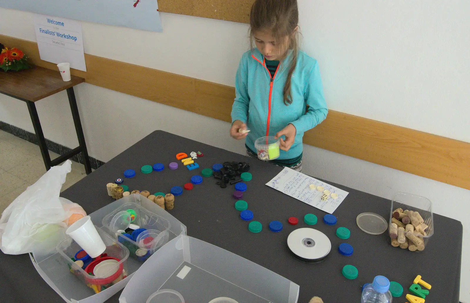 Luna makes up a game out of Isobel's 'things' , from The Open Education Challenge, Barcelona, Catalonia - 13th July 2014