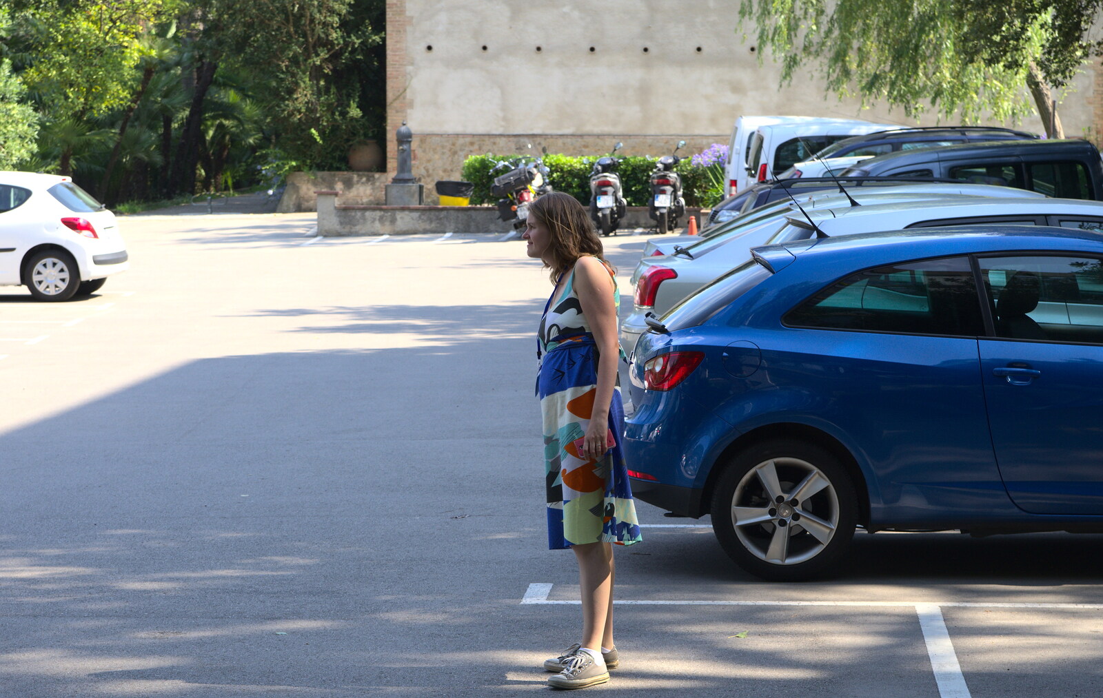 Isobel in the car park from The Open Education Challenge, Barcelona, Catalonia - 13th July 2014