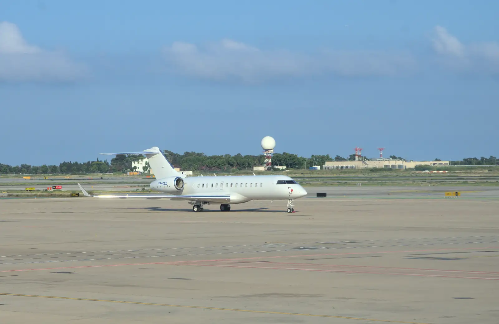 An executive jet comes in, from The Open Education Challenge, Barcelona, Catalonia - 13th July 2014