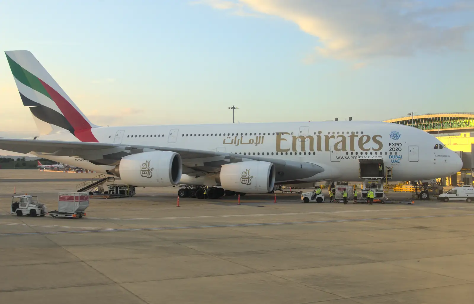 A massive Emirates Airbus A380 at Gatwick, from The Open Education Challenge, Barcelona, Catalonia - 13th July 2014