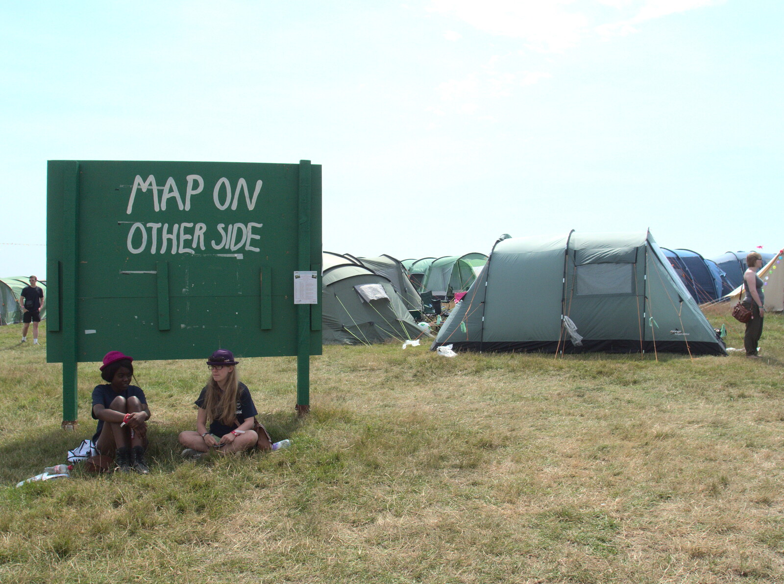The useful 'Map onother side' sign from Latitude Festival, Henham Park, Southwold, Suffolk - 17th July 2014
