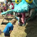 Fred looks up the mouth of a massive Plesiosaur, Latitude Festival, Henham Park, Southwold, Suffolk - 17th July 2014