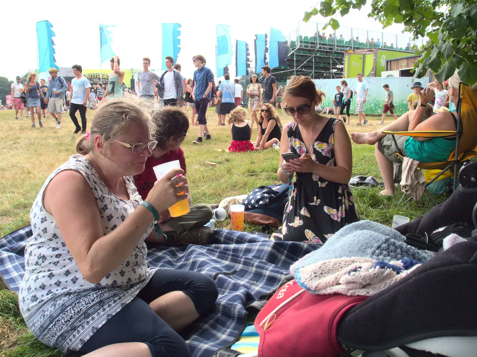 The group under a tree, from Latitude Festival, Henham Park, Southwold, Suffolk - 17th July 2014