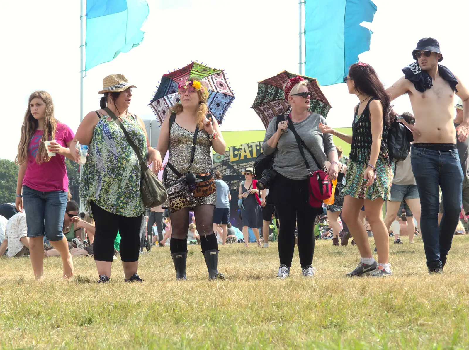 Festival goers, from Latitude Festival, Henham Park, Southwold, Suffolk - 17th July 2014