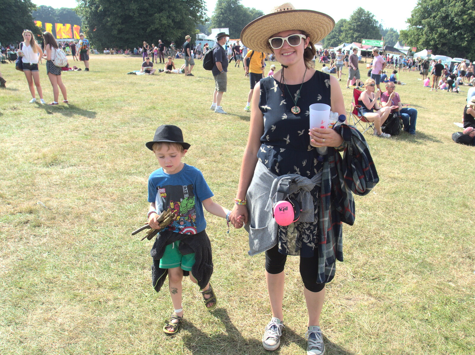 Fred (with new hat) and Isobel from Latitude Festival, Henham Park, Southwold, Suffolk - 17th July 2014