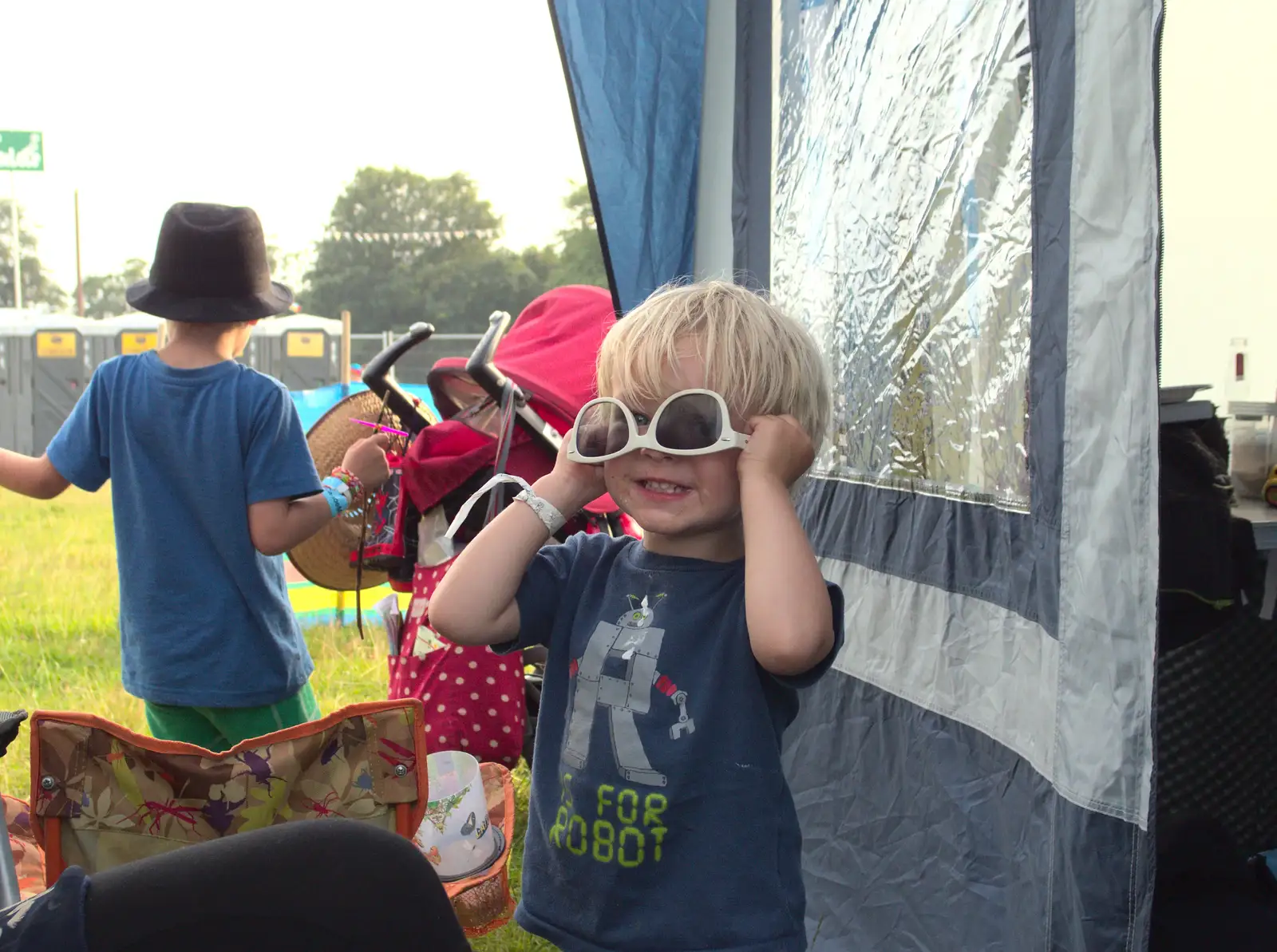 Harry has some upside-down shades, from Latitude Festival, Henham Park, Southwold, Suffolk - 17th July 2014