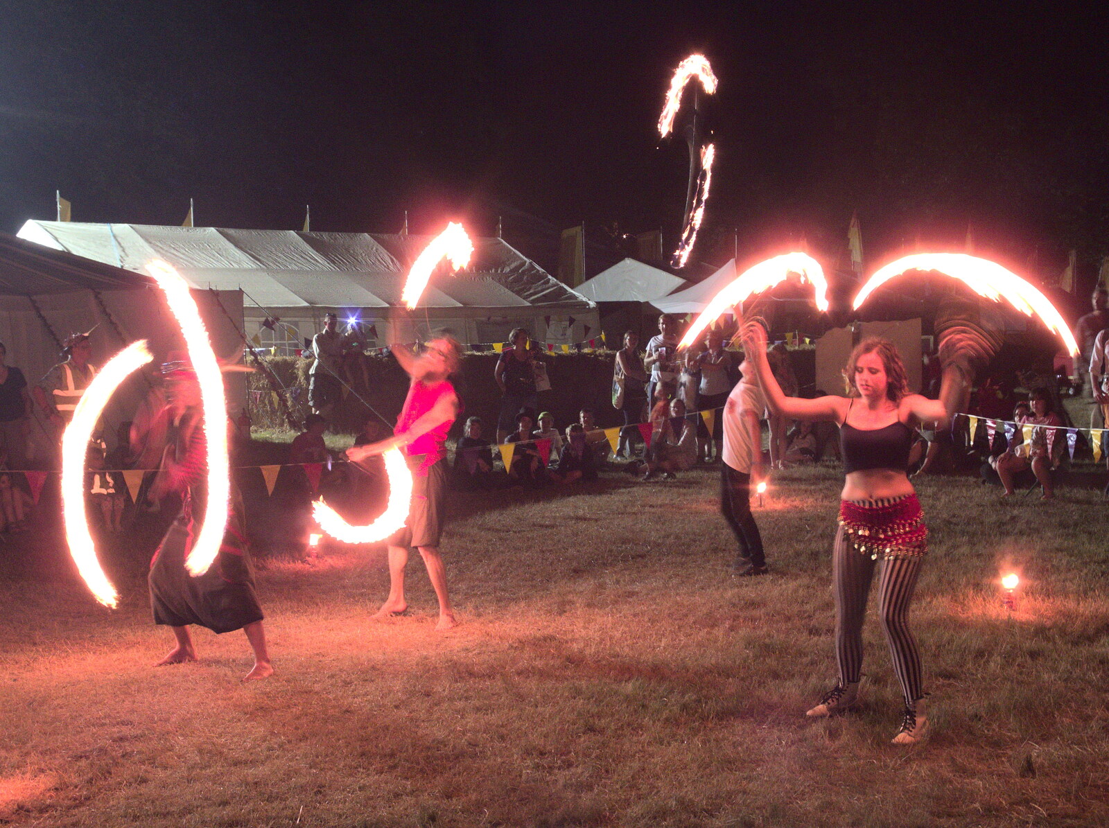 We catch the end of a fire show from Latitude Festival, Henham Park, Southwold, Suffolk - 17th July 2014
