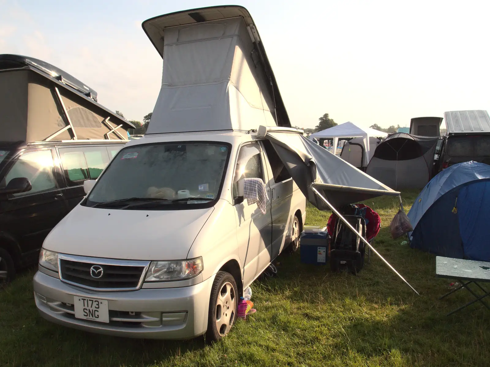 An awning is the casualty of heavy overnight rain, from Latitude Festival, Henham Park, Southwold, Suffolk - 17th July 2014