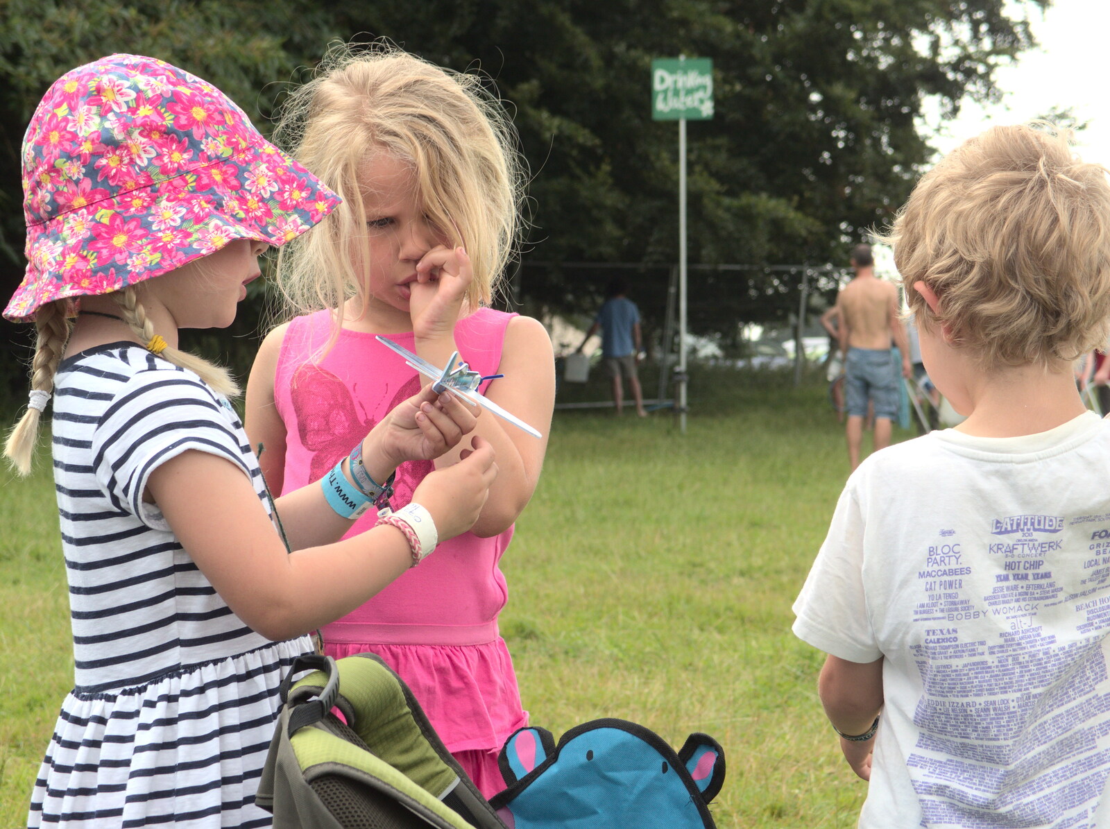 Grace, Alice and Fred fly model aircraft around from Latitude Festival, Henham Park, Southwold, Suffolk - 17th July 2014