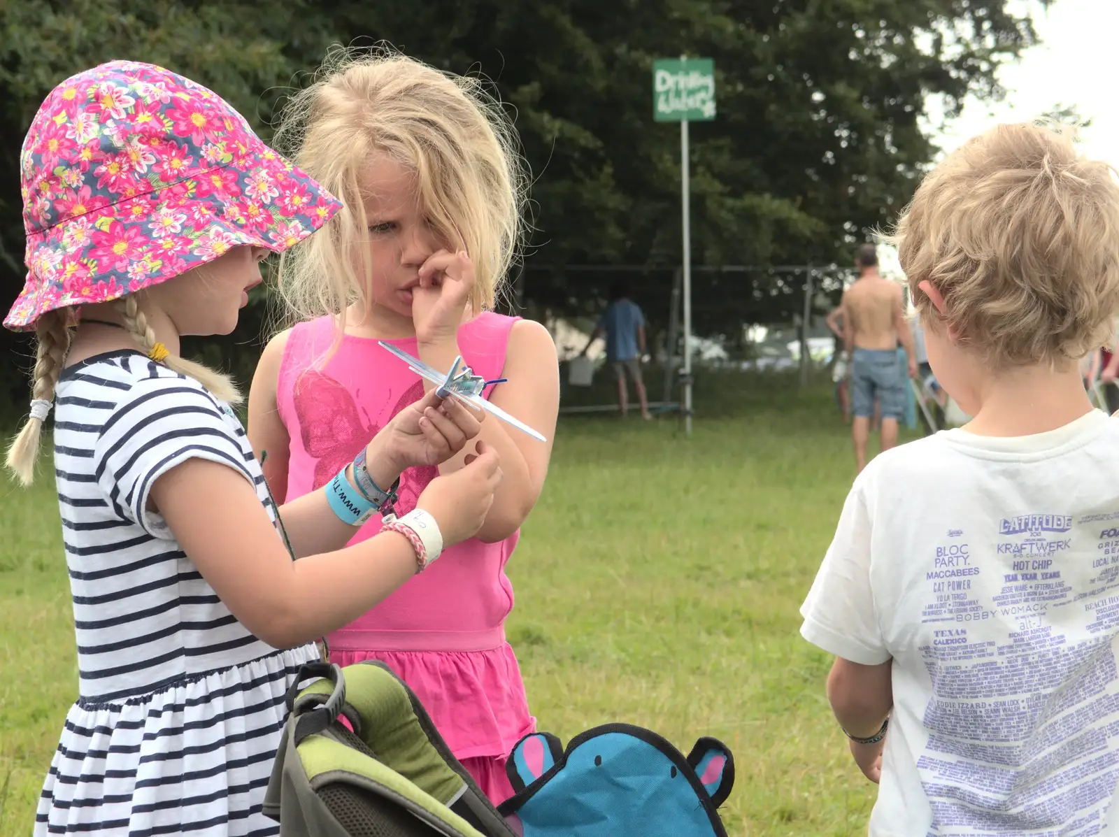 Grace, Alice and Fred fly model aircraft around, from Latitude Festival, Henham Park, Southwold, Suffolk - 17th July 2014