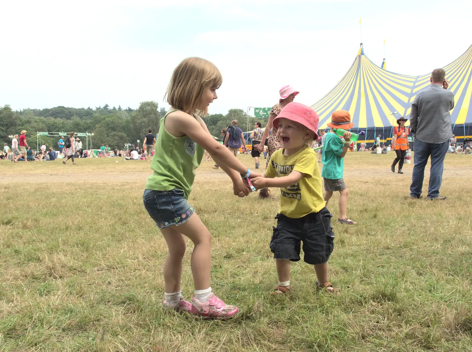 Sophie and Harry dance around, from Latitude Festival, Henham Park, Southwold, Suffolk - 17th July 2014