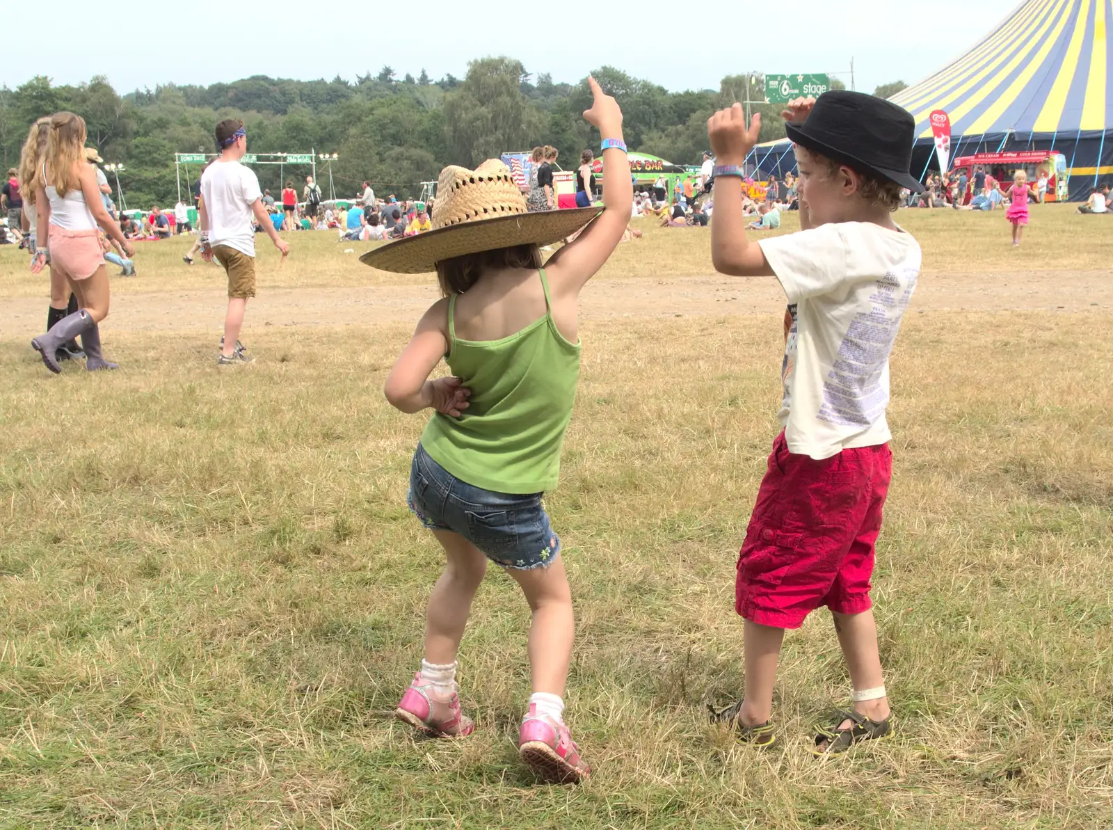 Sophie and Fred dance like lunatics, from Latitude Festival, Henham Park, Southwold, Suffolk - 17th July 2014