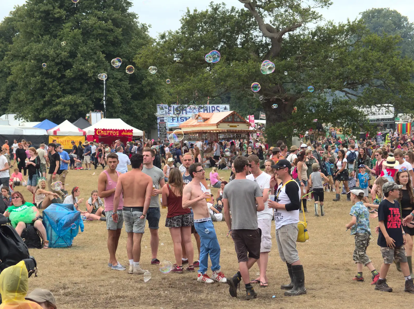 More bubbles float over the crowds, from Latitude Festival, Henham Park, Southwold, Suffolk - 17th July 2014