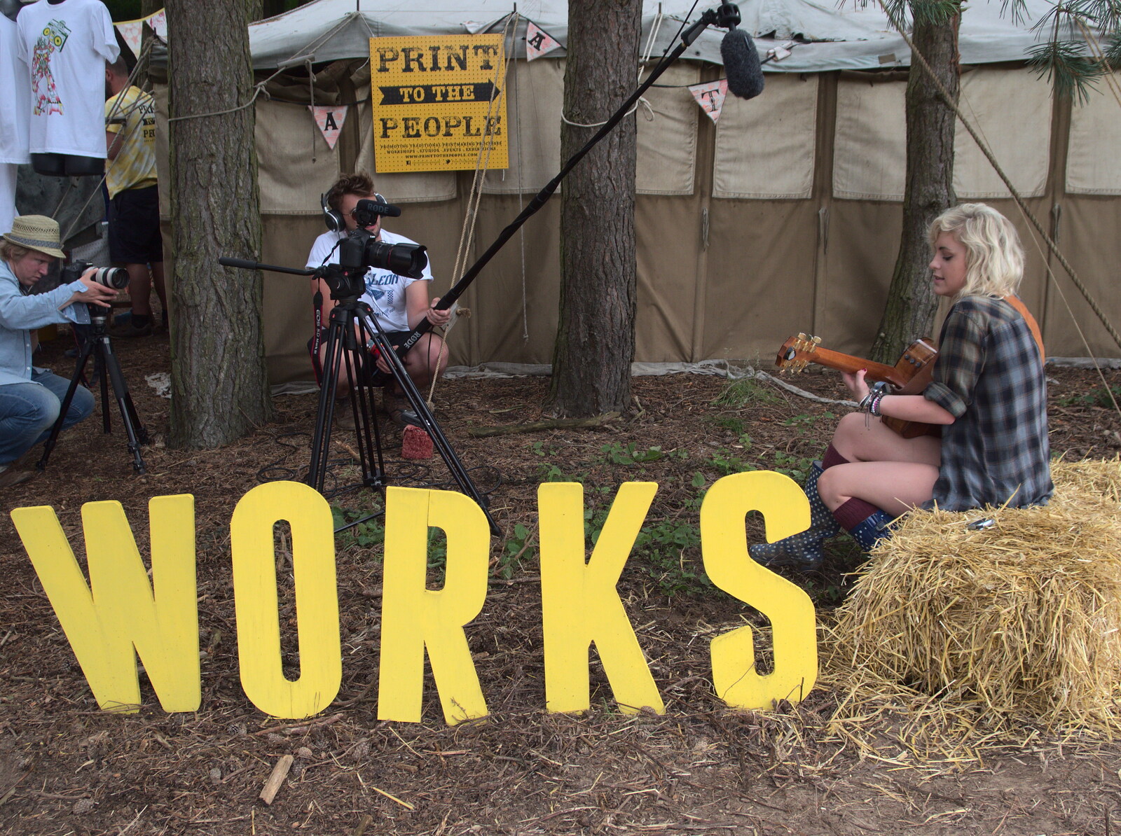 Some straw-bale acoustic is filmed from Latitude Festival, Henham Park, Southwold, Suffolk - 17th July 2014