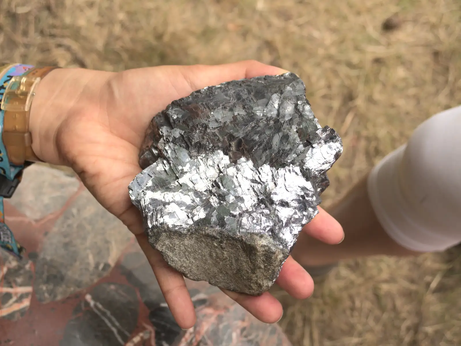 Fred holds out a lump of very shiny rock, from Latitude Festival, Henham Park, Southwold, Suffolk - 17th July 2014