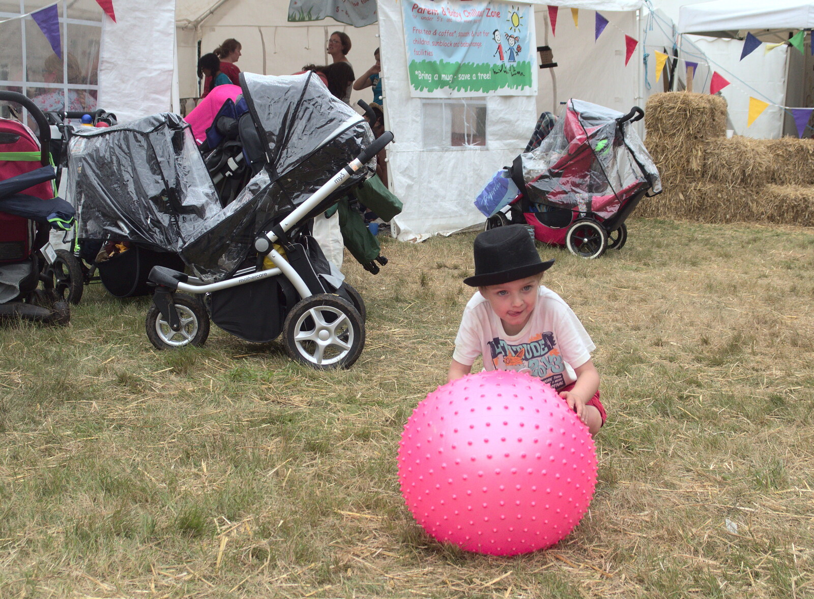 Fred's got an inflatable ball from Latitude Festival, Henham Park, Southwold, Suffolk - 17th July 2014
