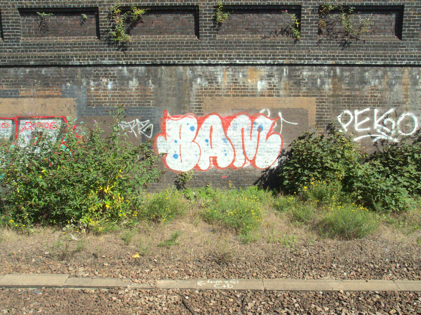 Graffiti says Bam from A Week on the Rails, Stratford and Liverpool Street, London - 23rd July