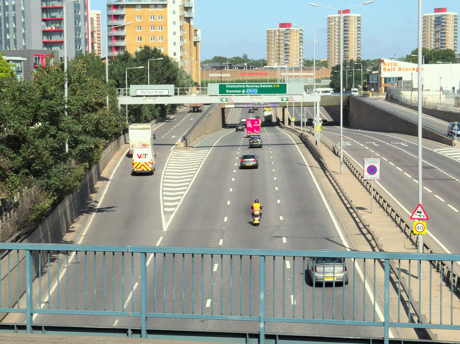 The A12 on a sunny day, from A Week on the Rails, Stratford and Liverpool Street, London - 23rd July