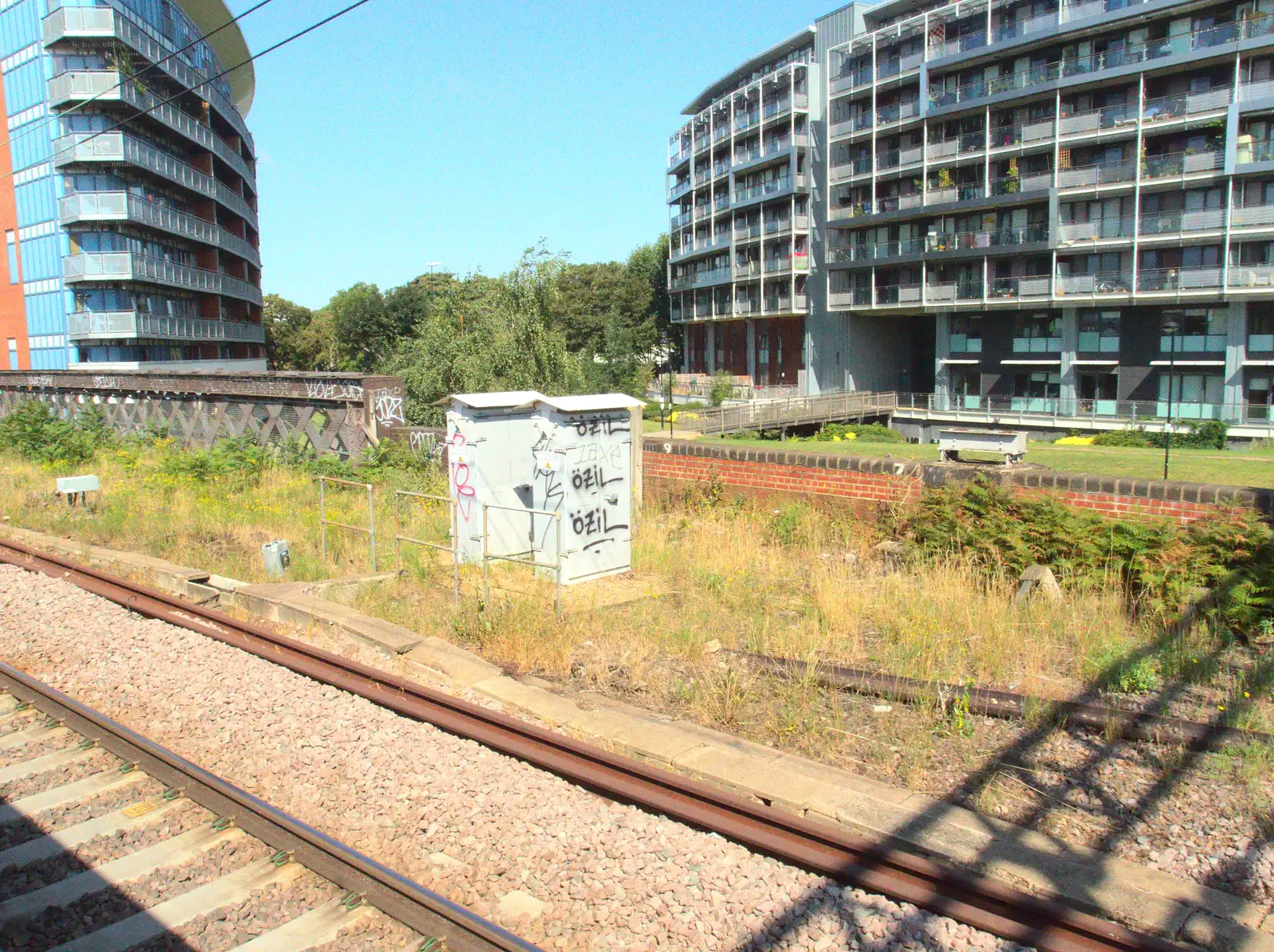 Özil on signalling cabinets, from A Week on the Rails, Stratford and Liverpool Street, London - 23rd July