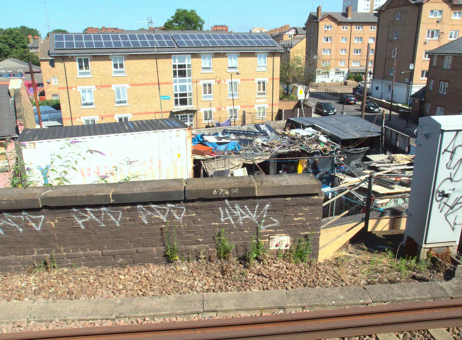 A scrapyard by the railway, from A Week on the Rails, Stratford and Liverpool Street, London - 23rd July