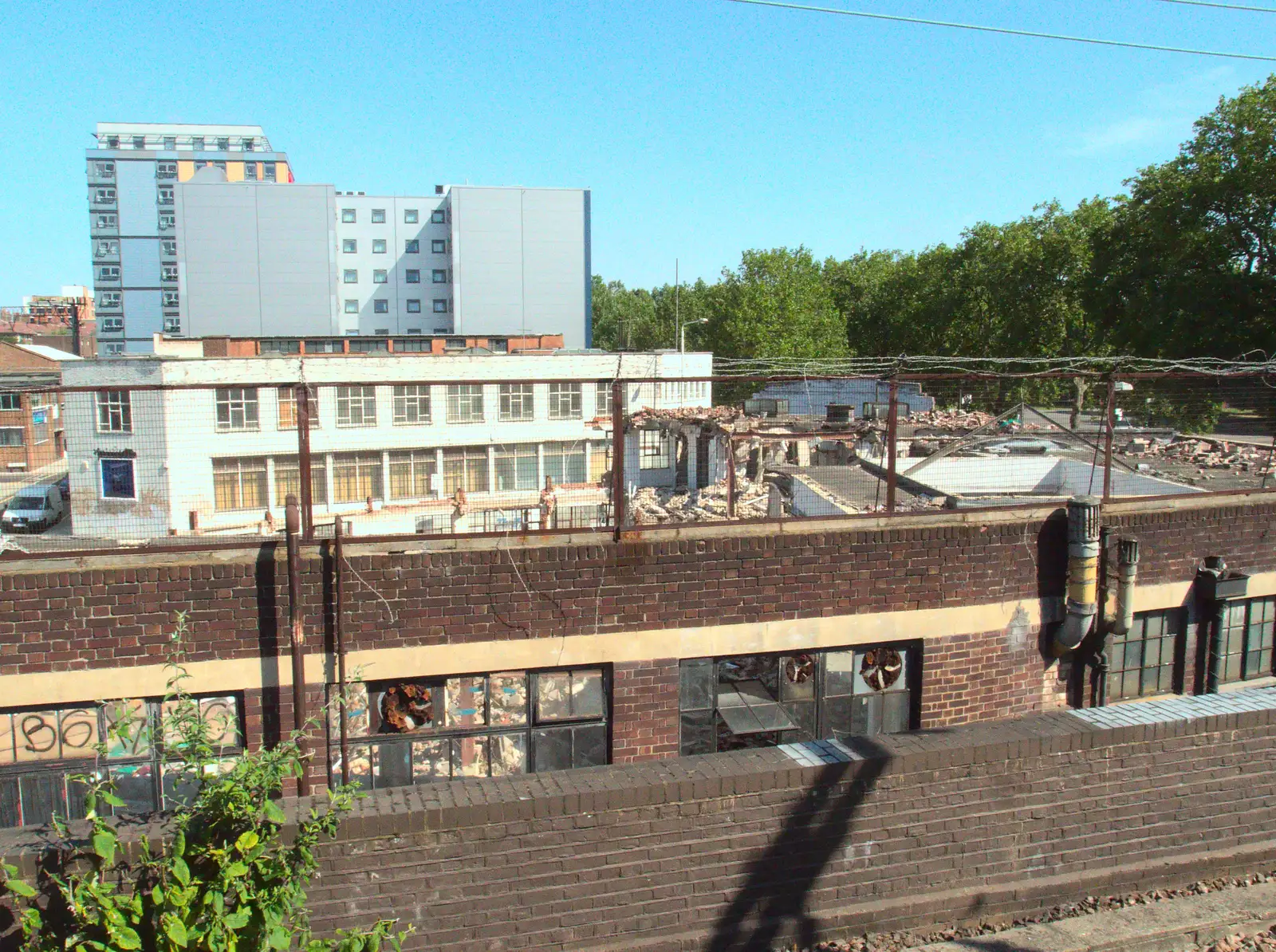 The shell of a demolished building, from A Week on the Rails, Stratford and Liverpool Street, London - 23rd July