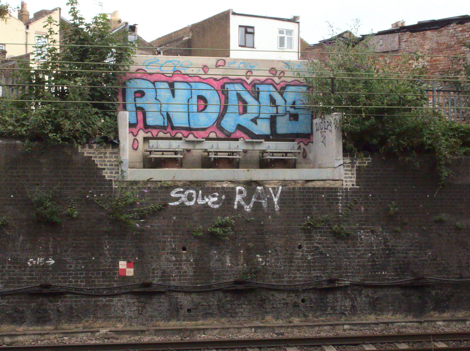 Nice tags on a high-up wall from A Week on the Rails, Stratford and Liverpool Street, London - 23rd July