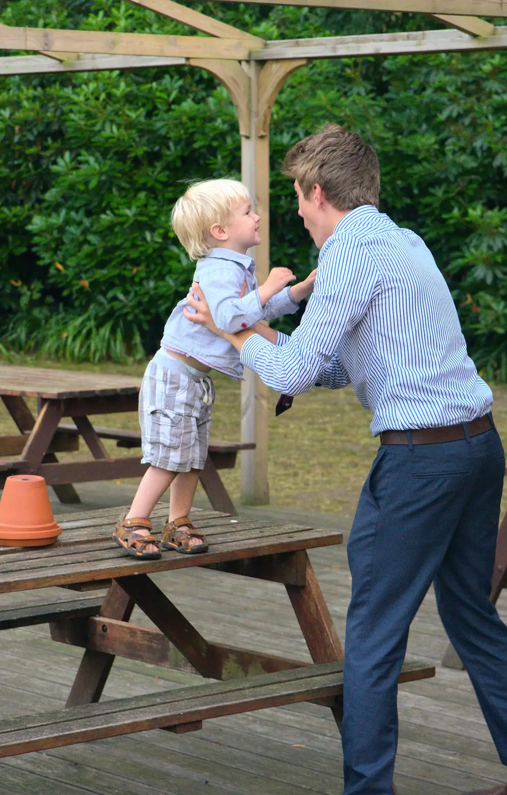 Harry finds a friend, from Bob and Bernice's 50th Wedding Anniversary, Hinton Admiral, Dorset - 25th July 2014