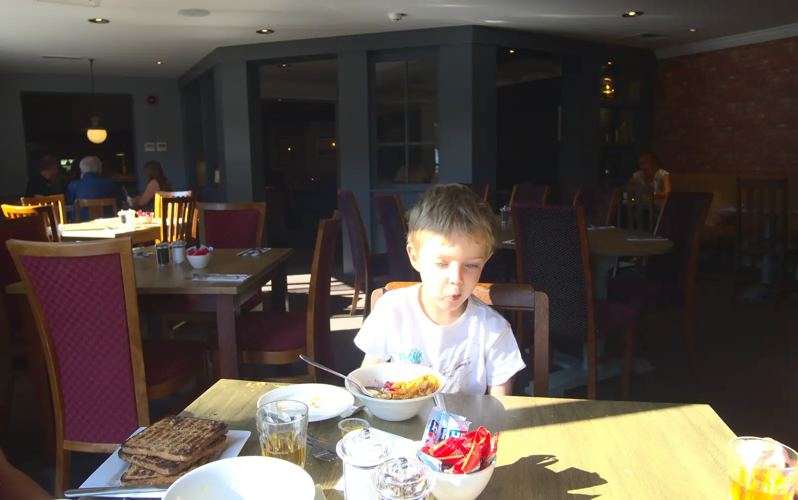 Fred at breakfast, from Bob and Bernice's 50th Wedding Anniversary, Hinton Admiral, Dorset - 25th July 2014