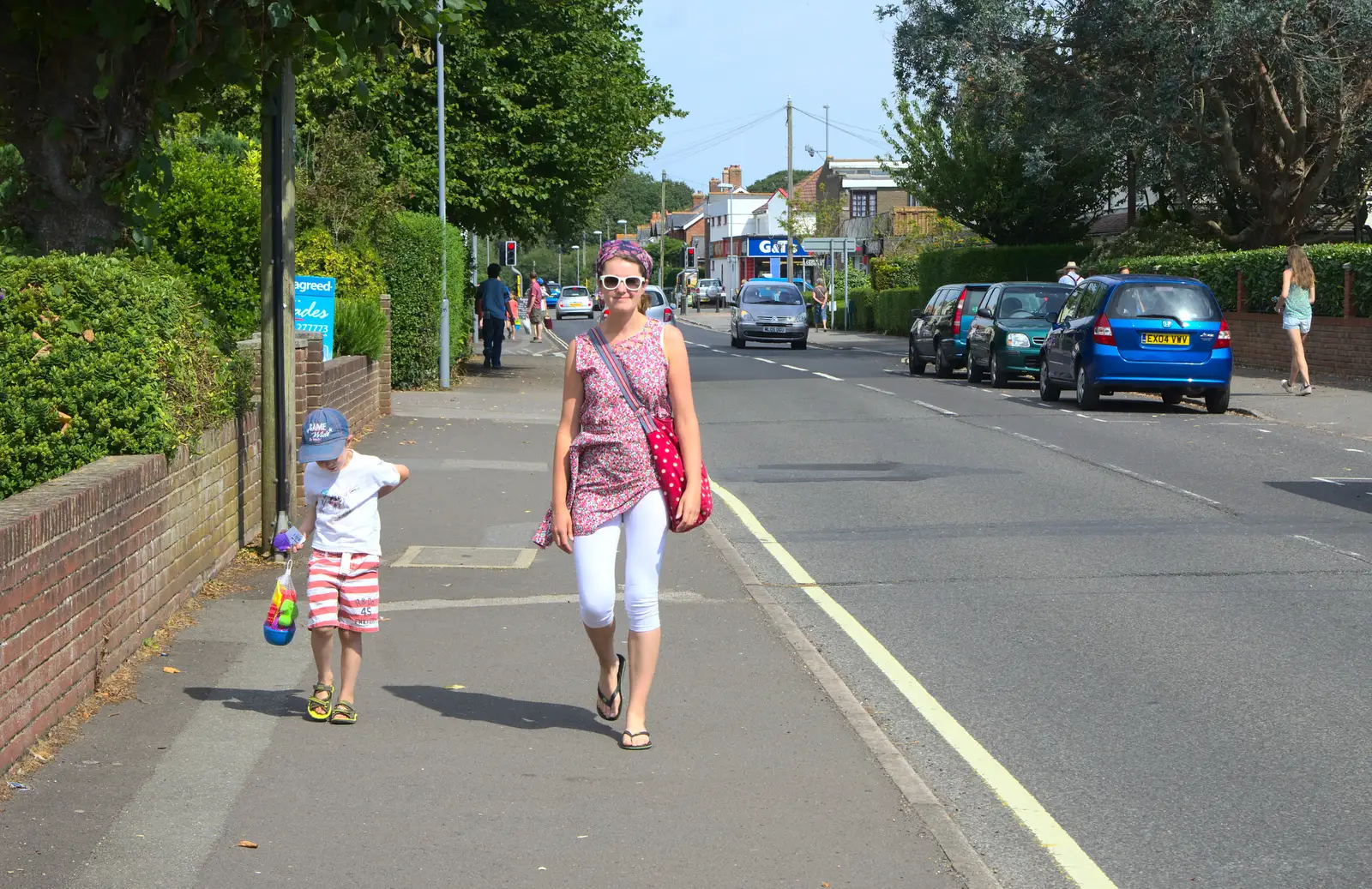 Fred and Isobel wander down to the sea, from Bob and Bernice's 50th Wedding Anniversary, Hinton Admiral, Dorset - 25th July 2014